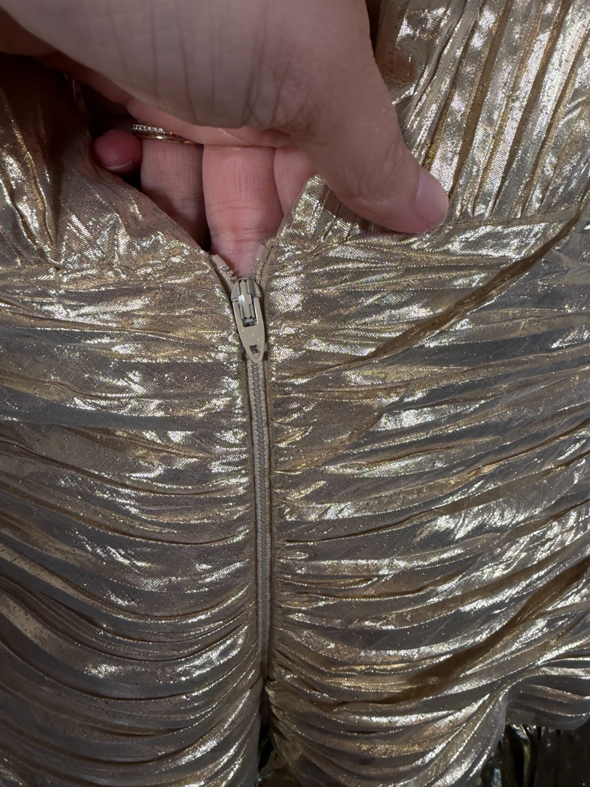 Vintage I. Magnin Gold Lame Dress Size 10 Glam Party Cocktail Metallic 80s