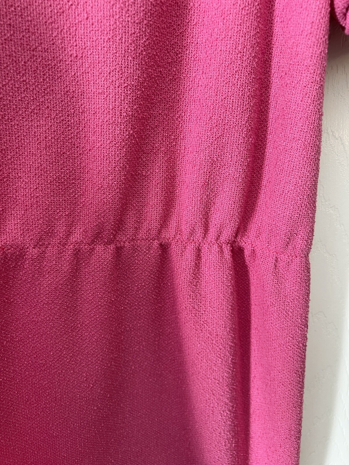 Vintage handmade Pink Boatneck Belted dress 36W, 43L, 44 Hips 70s 80s