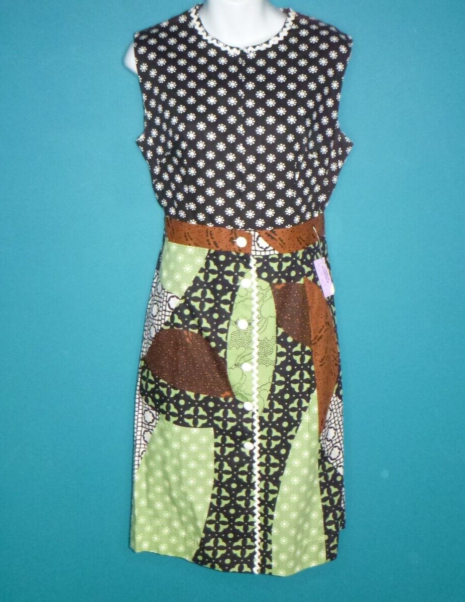 Vtg 70s Liberty Circle Zip Front Romper W/ Matching Button Front Skirt Sz L