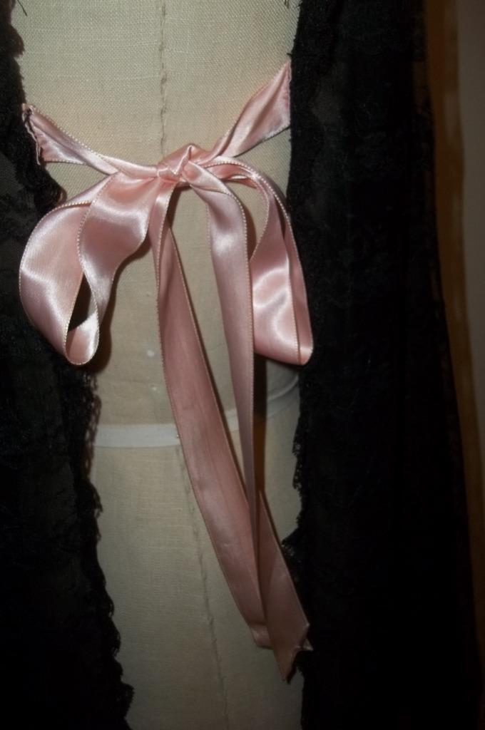 Vintage 60’s LEONORA Black Lace Lingerie Babydoll Chemise Negligee Nightie S