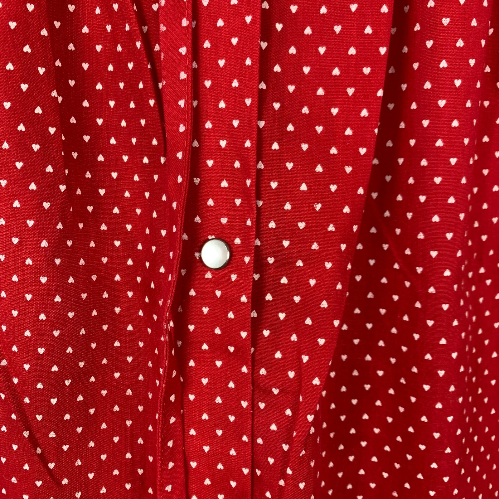 Vintage Red Hearts Nightgown Muumuu Button Robe Valentines Day Caftan Small Med