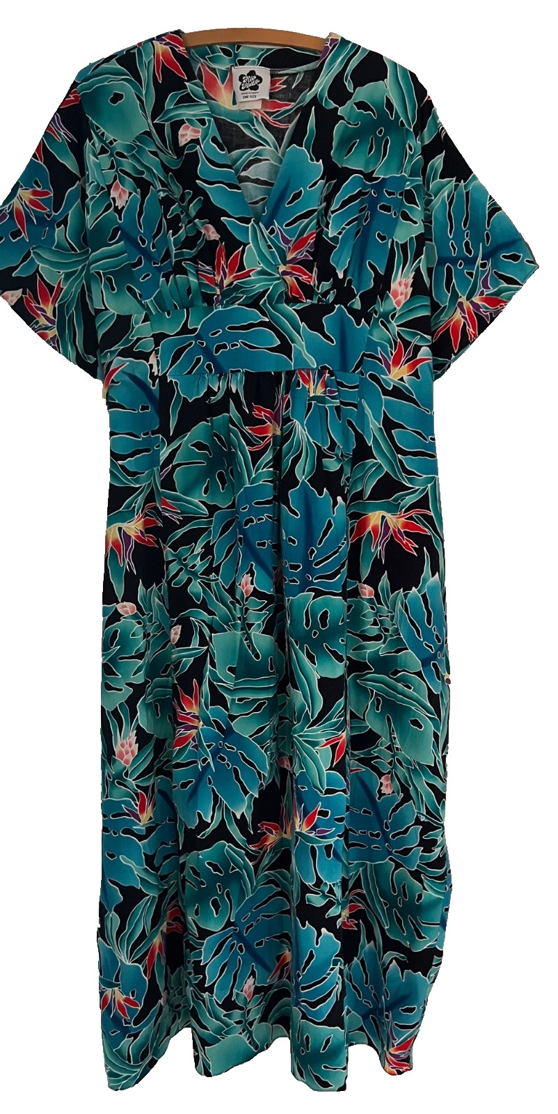 VTG Hilo Hattie Tropical Floral Kaftan Muumuu Cotton Blend Made In Hawaii OS