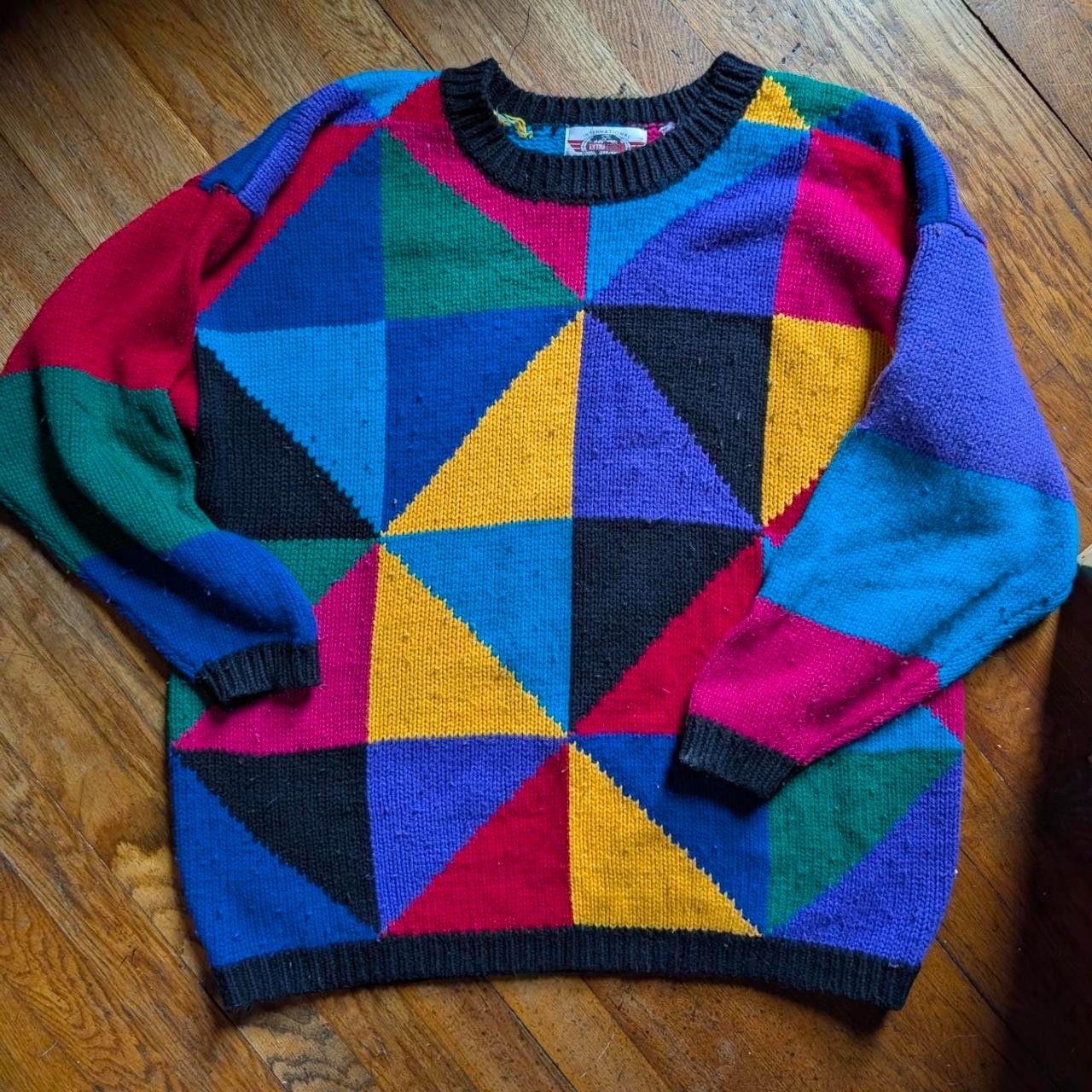 Vintage 80s colorful geometric pattern sweater size L / XL