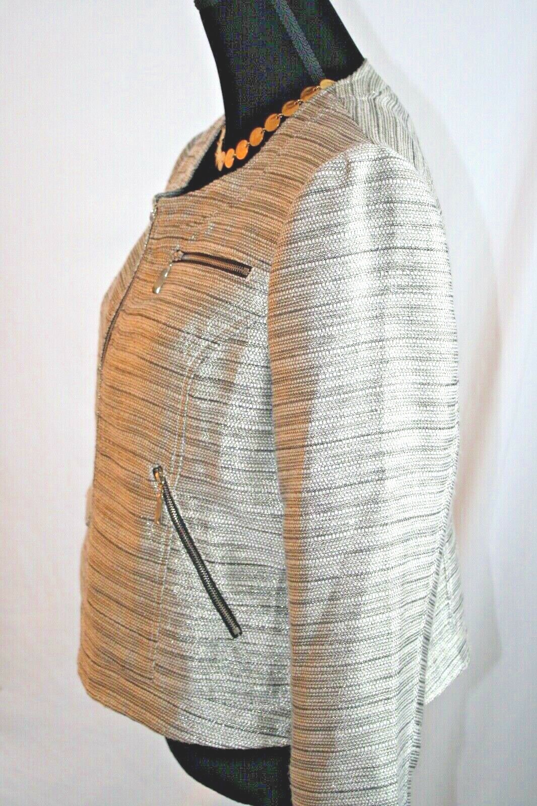 Lavand Vintage women XL jacket grey w/ metallic silver/gold threads throughout.
