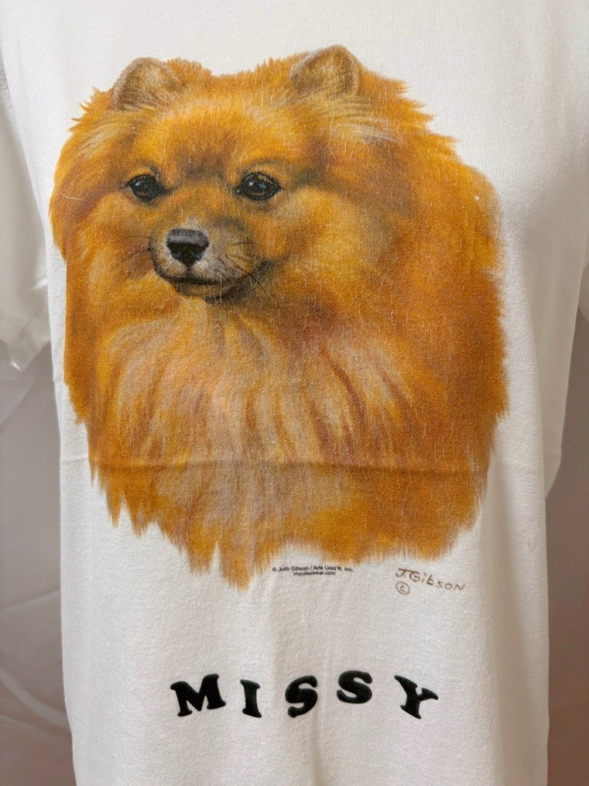 Vintage 1990s JERZEES Pomeranian Puppy Dog Graphic T shirt White Cute