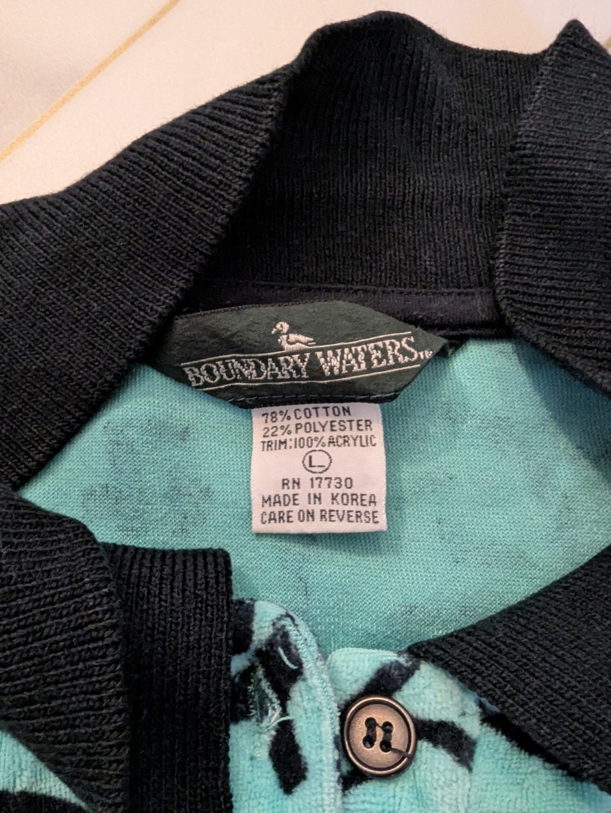 Vintage Abstract 80’s Teal Pullover Women’s Large