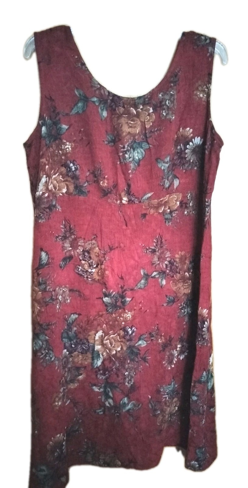 Dressbarn Midi Dress Vintage Dark Red Multicolor Floral Textured Size L