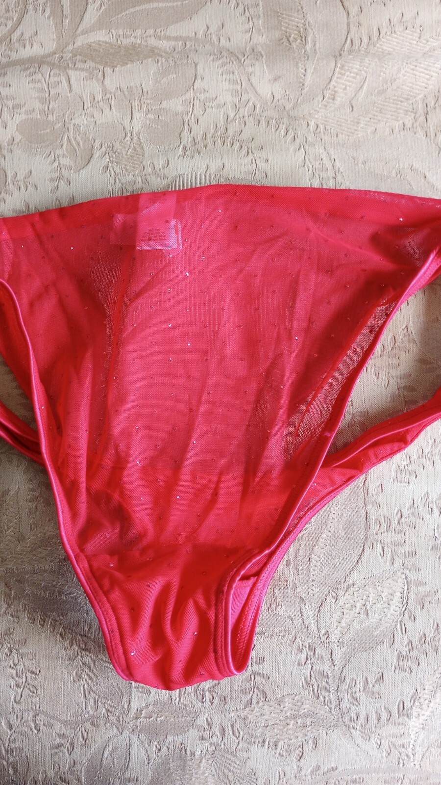 NWOT Vintage Victoria’s Secret Red Sheer Mesh Lace Sequined Panties Large 2008