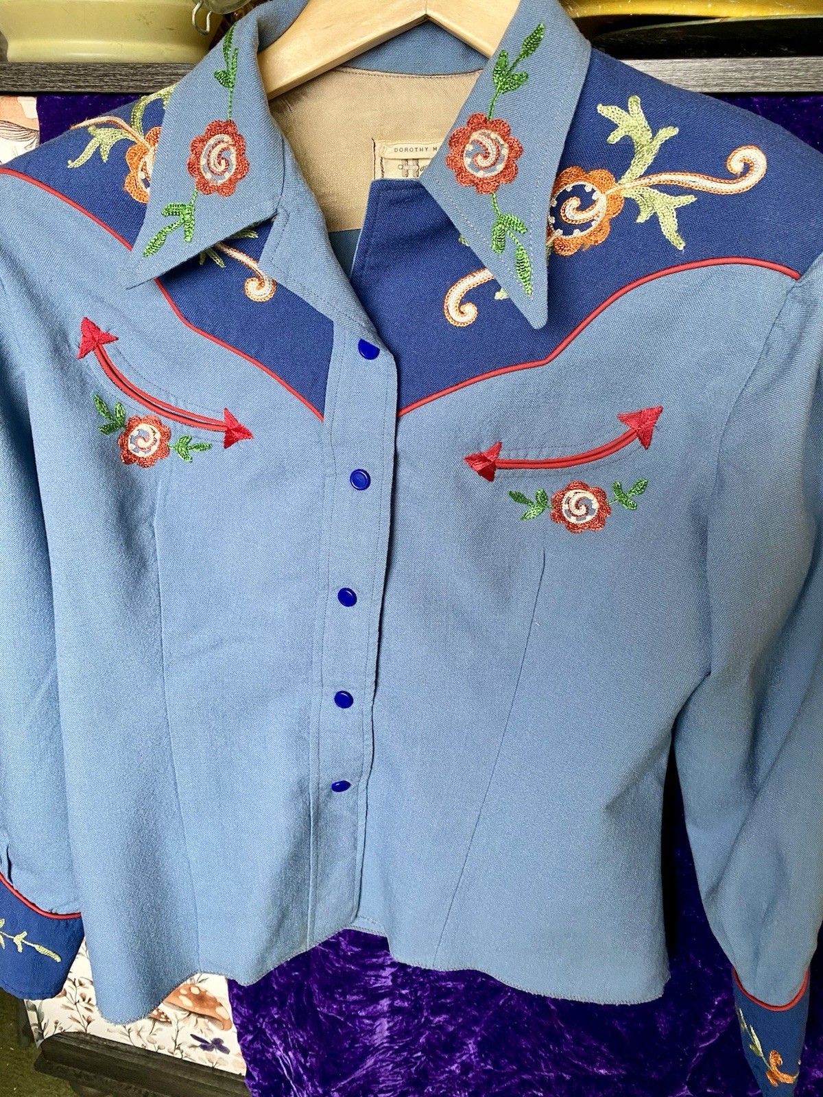 Vintage H Bar C California Ranch Wear Western style Shirt Floral Size S/M