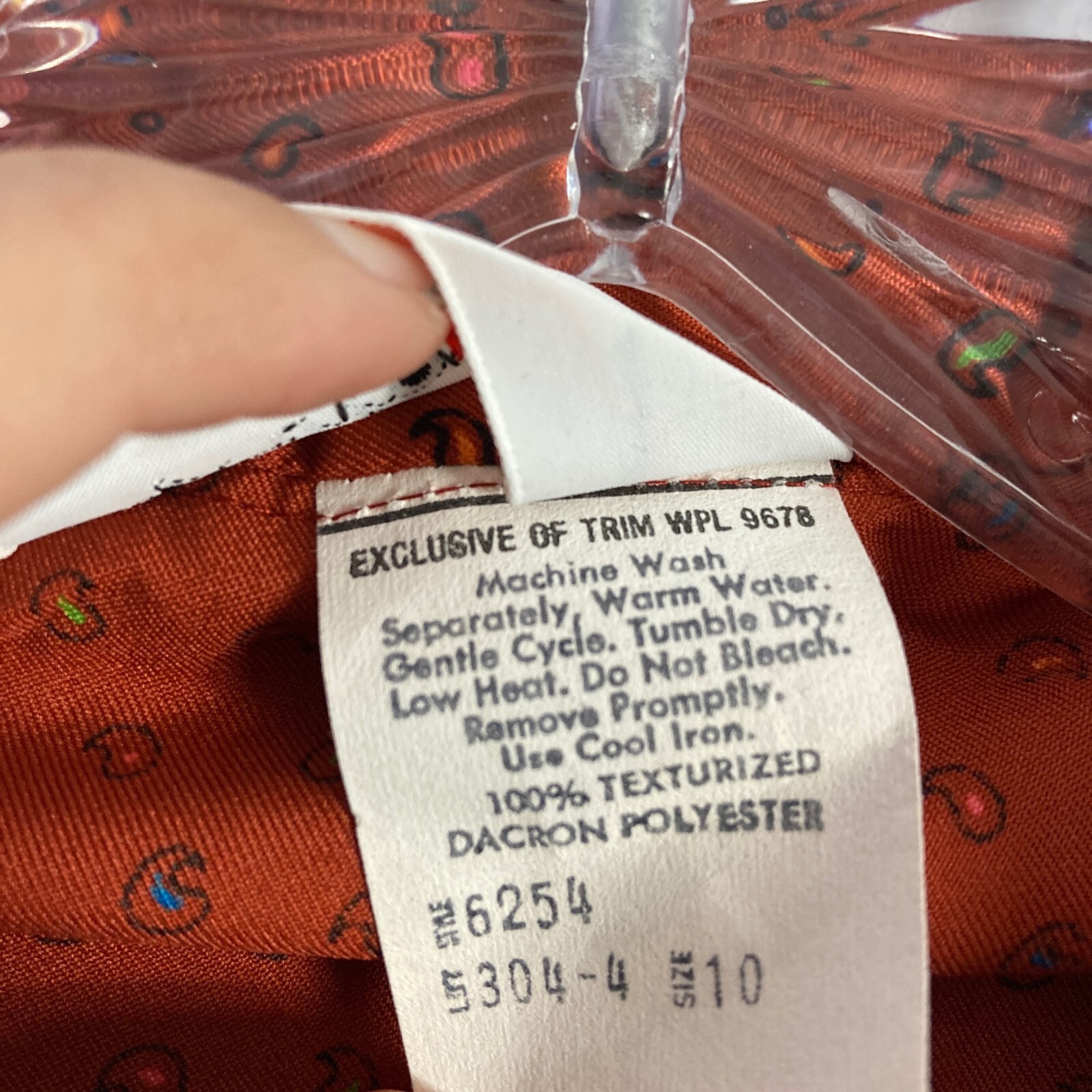 VTG Paisley Blouse 70s Lady Arrow Pussy Bow Burnt Orange Size 10 Boho Fun M