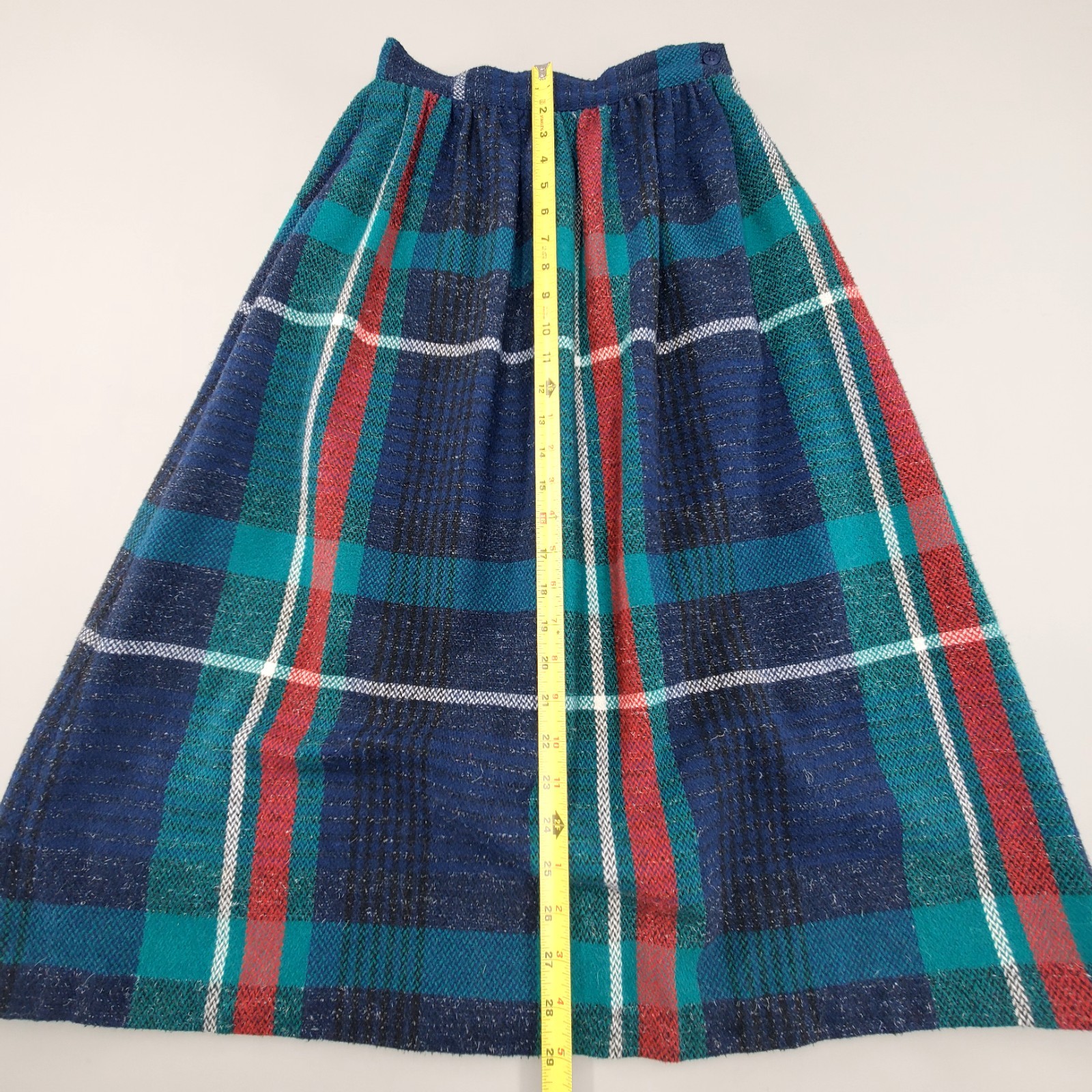 Vintage 70s College Town Plaid Midi Skirt Prep Retro School Girl XXS Academia