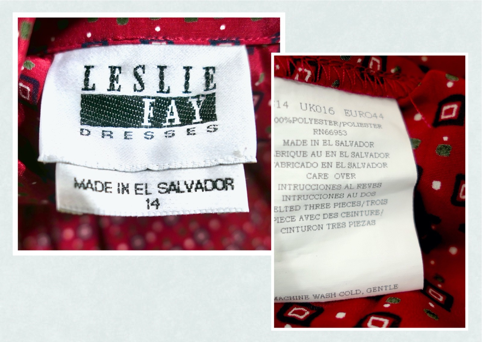 Vtg 80s Leslie Fay Rockabilly Secretary Belted Pleated Dress Grunge Red 14 L