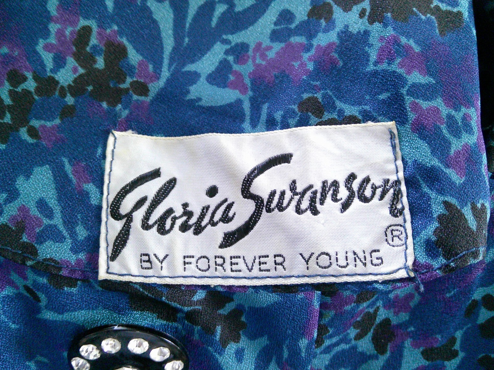 Vtg 50’s GLORIA SWANSON by Forever Young Blue Purple Print Wiggle Shift Dress M