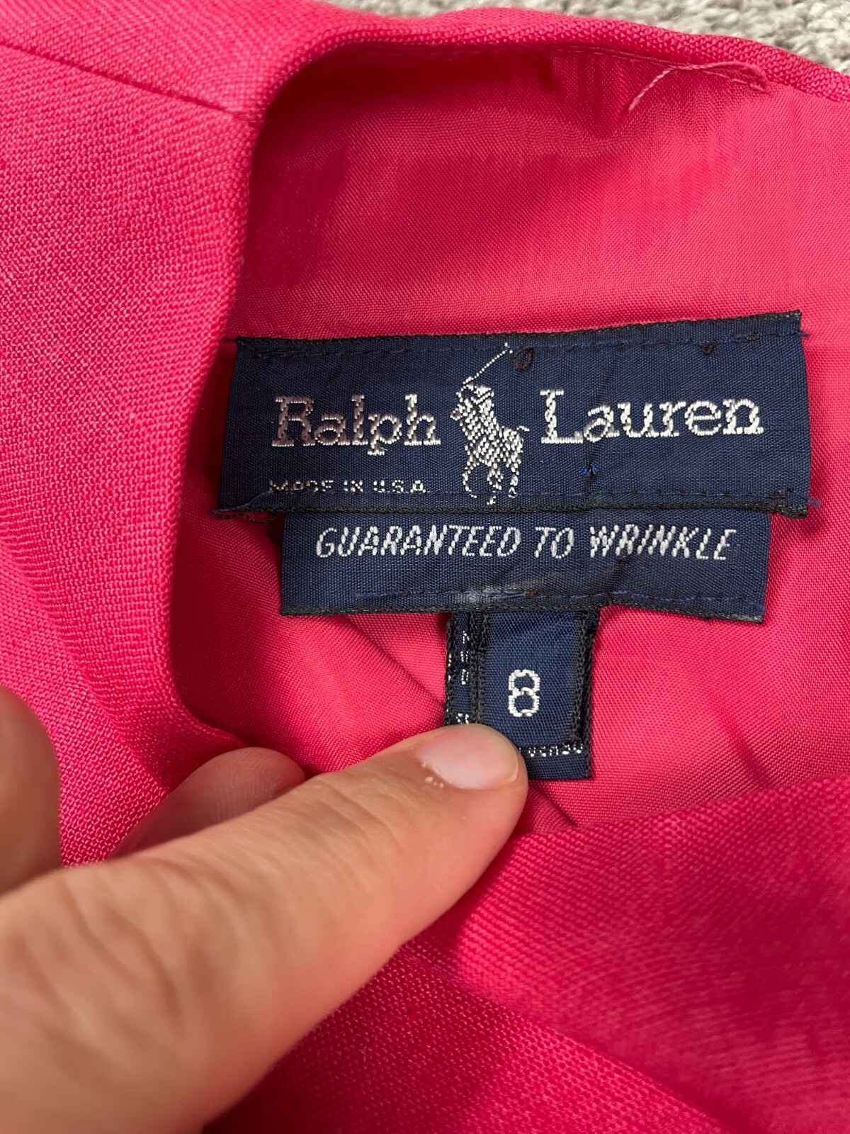 Vintage Ralph Lauren Dress Womens 8 Hot Pink Linen Sheath Preppy Classic Barbie