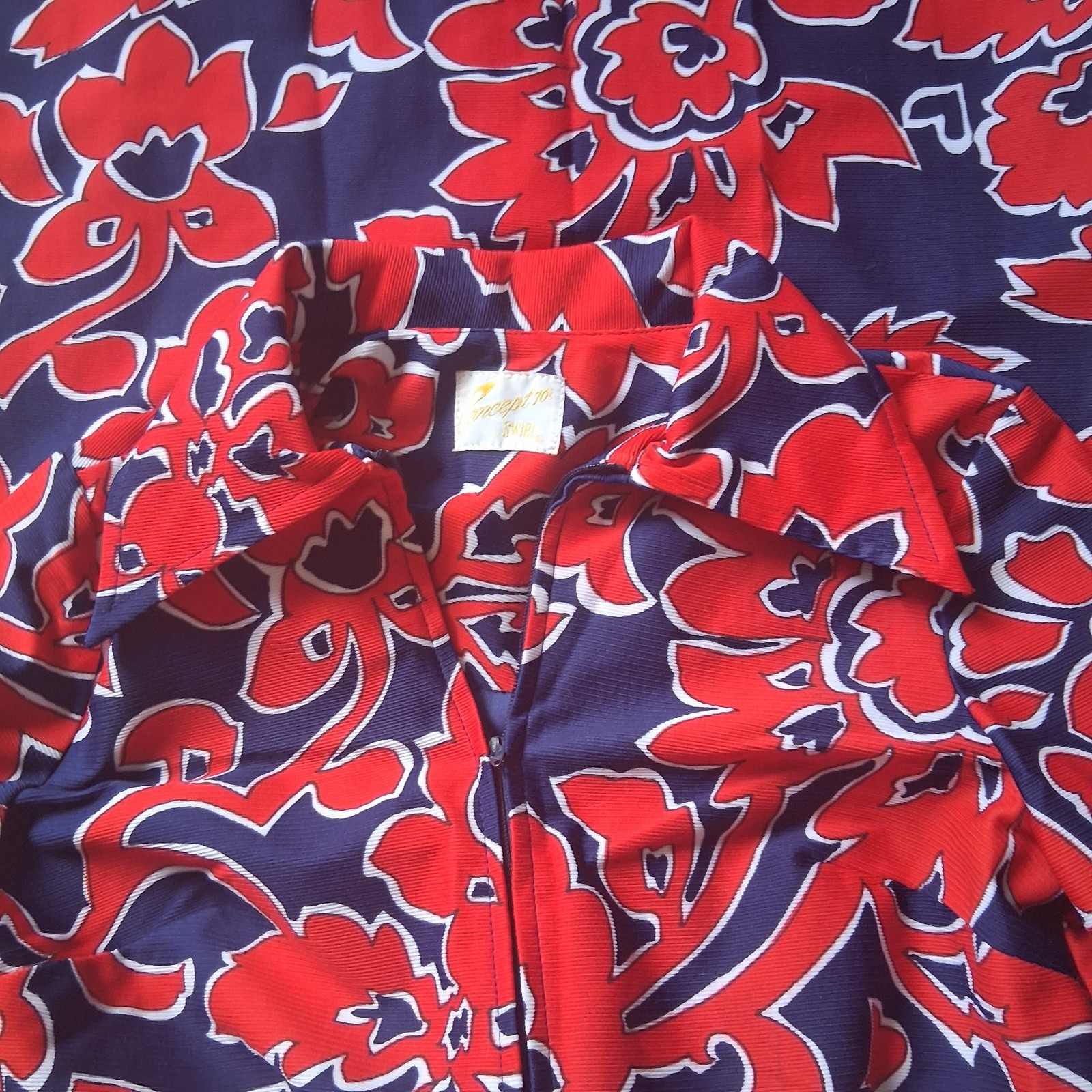 Vintage CONCEPT 70’s SWIRL Mod Psychedelic Floral Hippie Maxi Dress Talon Zip