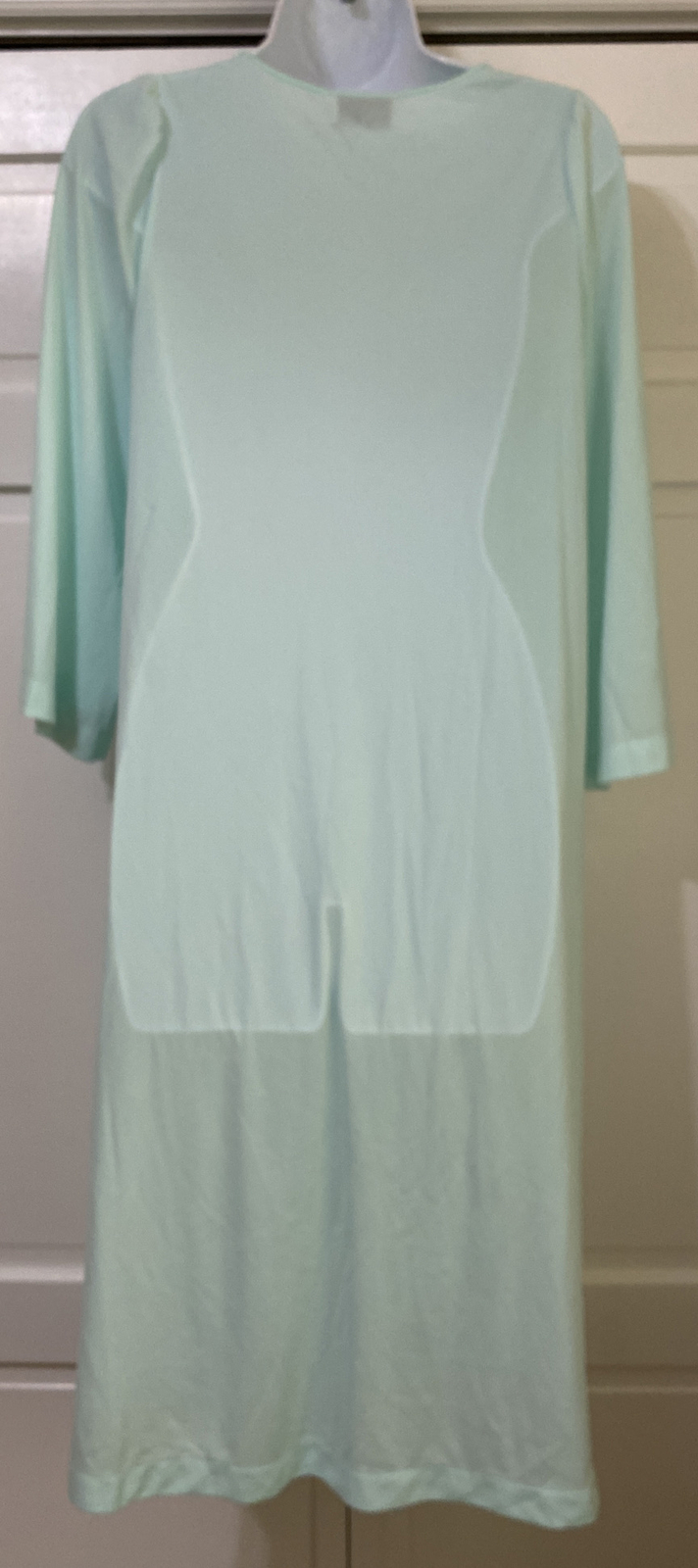 Vintage Shadowline Short Nightgown Robe Day Dress Green Embroidered Women M