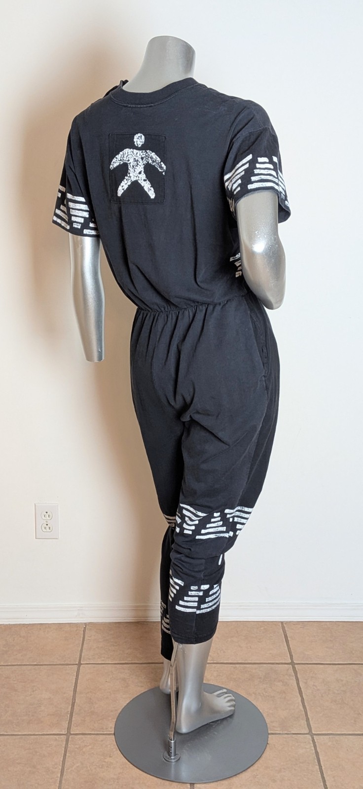 80s Vtg Inventions L.A. Express Printed Jumpsuit Black Art to Wear Abstract