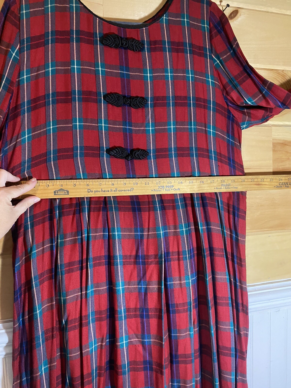 VTG Sarah Elizabeth Red Plaid Maxi Dress 14