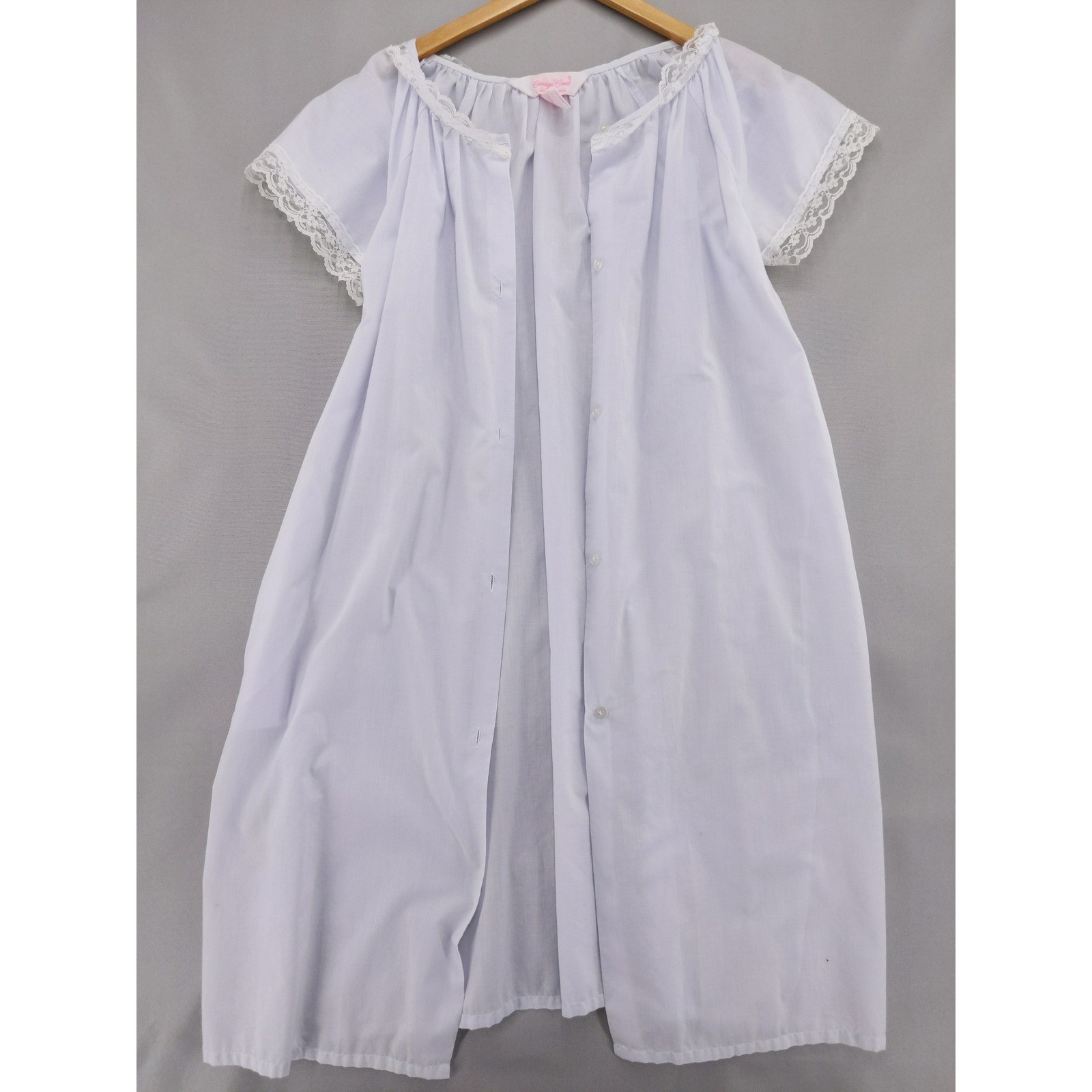 Vintage 2pc Nightgown Robe Set Sz M Lavender Lace Trim Carriage Court Sears