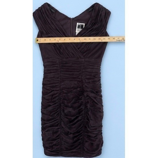 Vintage 90’s Tadashi Women’s Brown Ruched Bodycon Dress V-Neck Cocktail SizeXS