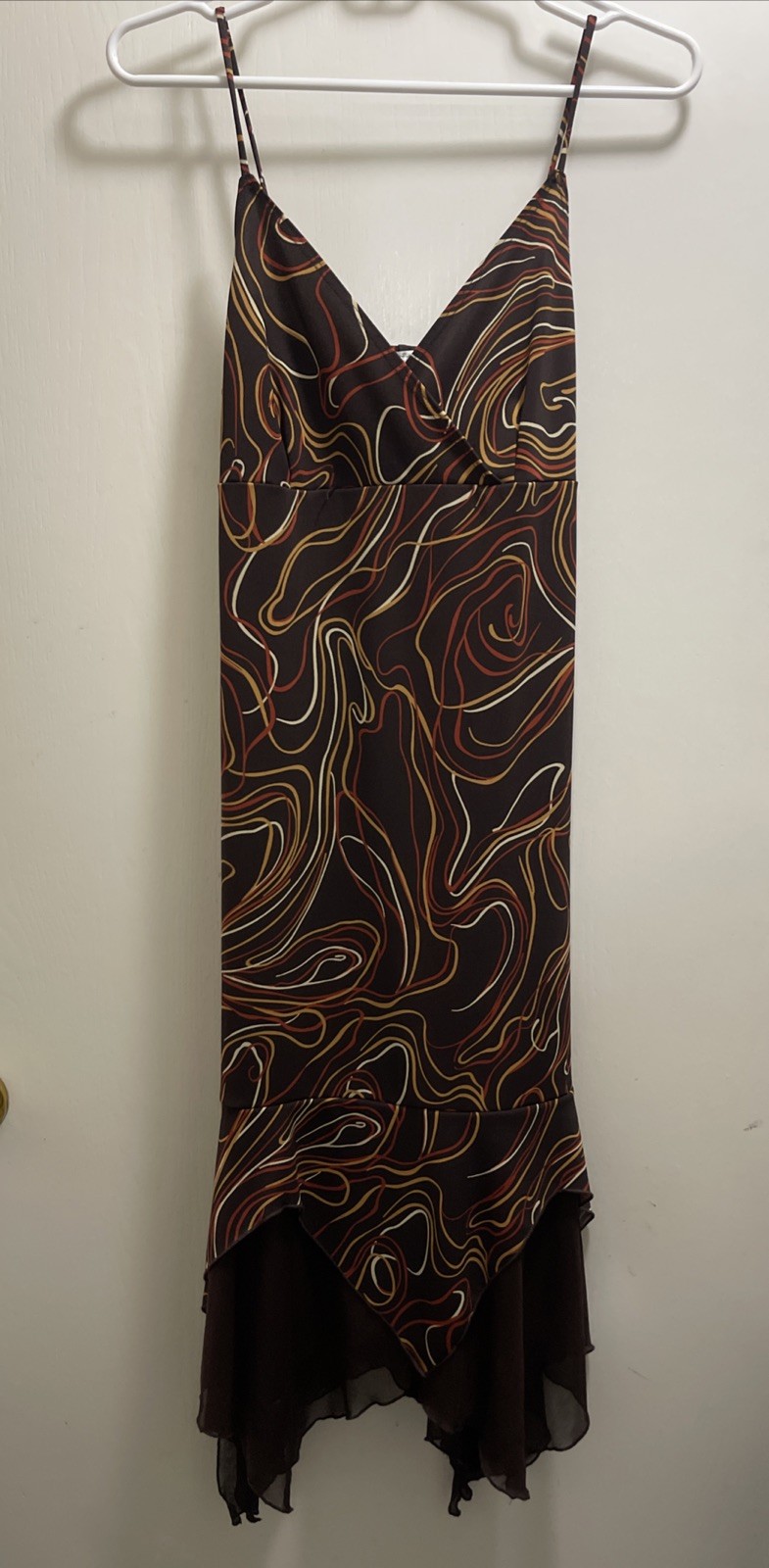 VTG Y2K Angela Drill Hankerchief Bottom Dress Early 2000s Straps Sexy