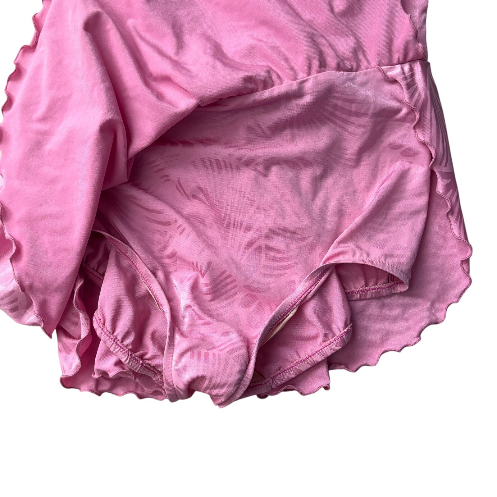 VINTAGE Louisa Brooks 1 Piece Retro Swim Dress Size 38 L/XL Pink Shelf Bra