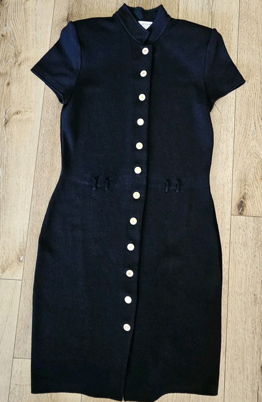 Clean Black knit stretch sailor St. John by Marie Gray vintage dress 8 *no Belt