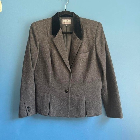 Vintage 1980s Wool Blend Suit Women’s Size Large Gray Stirling Cooper Velvet