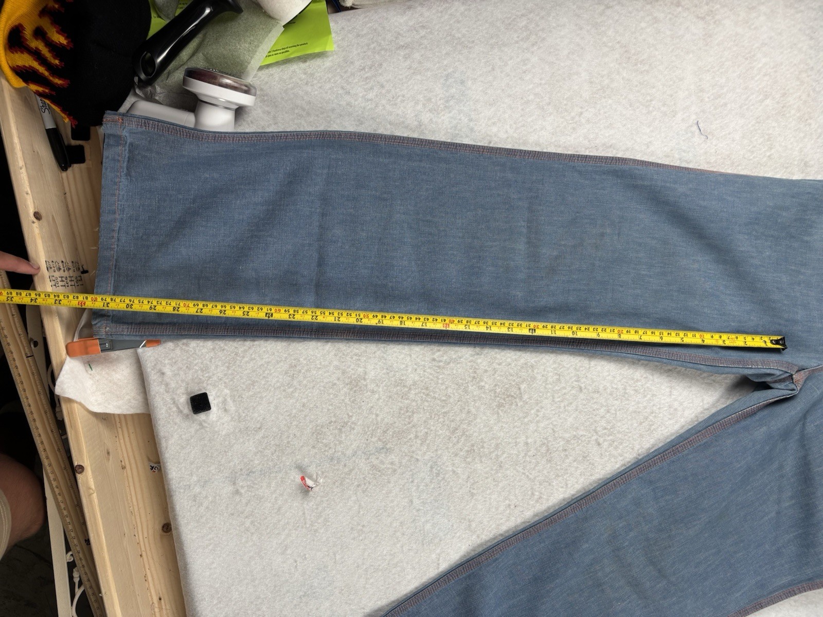 Vintage 70s Sisley Dungaree Made In France Bell Bottom Flare Jeans W-28in