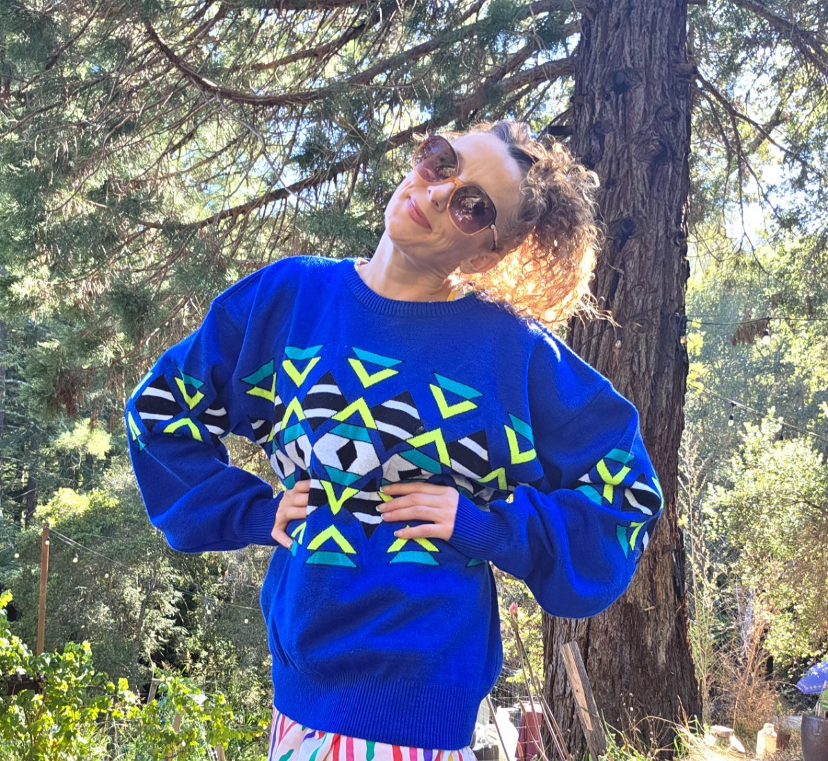 VTG 80s Tyrolia by Head Ski Sweater Neon Geometric Intarsia Knit Pullover