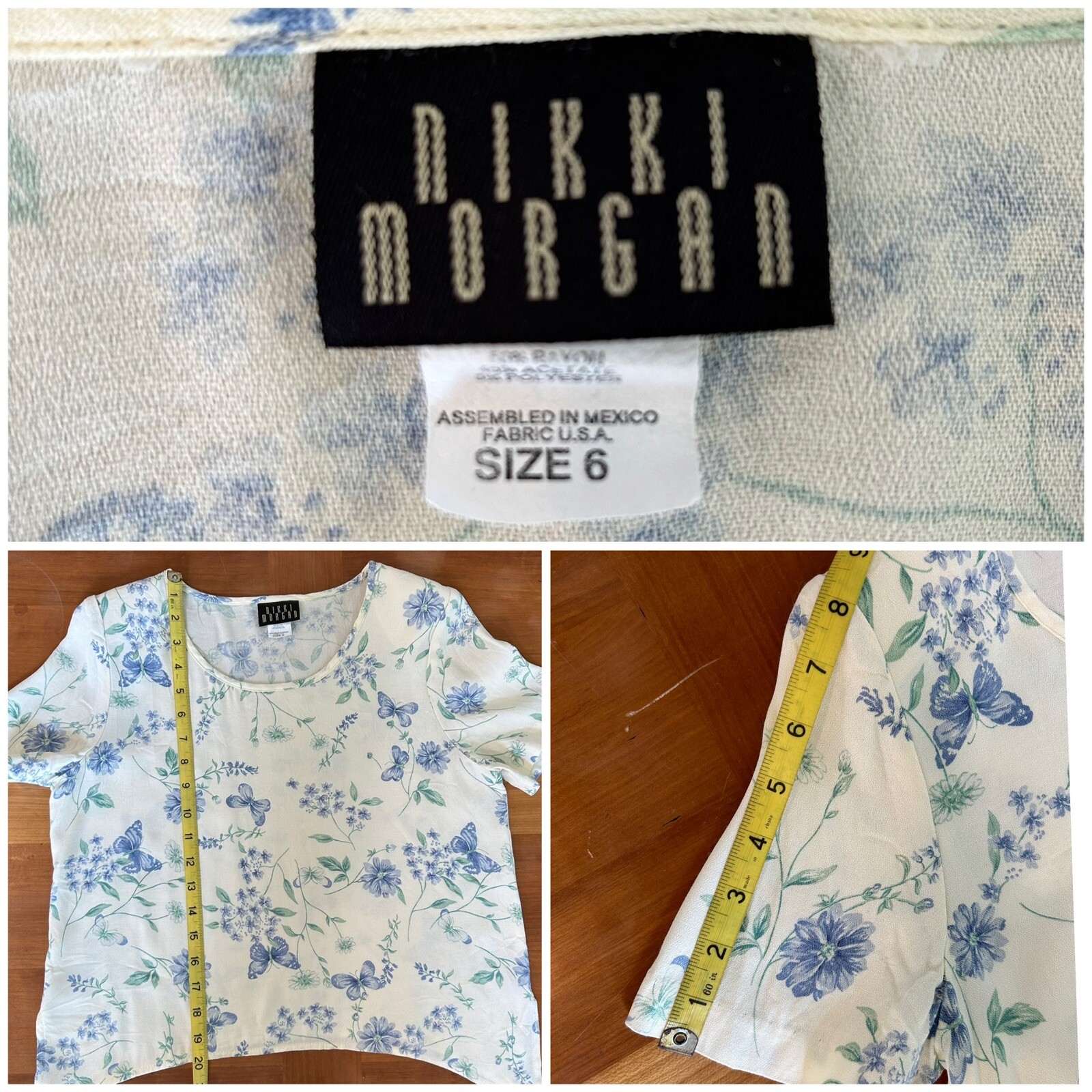 Vintage 90s Butterfly Floral Blouse