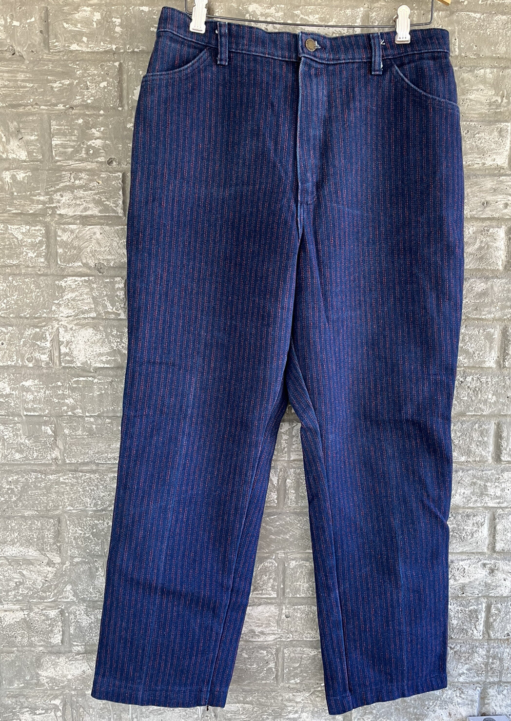 Vintage Women’s RUSTLER Denim Jeans Original Dark Blue w Red Stripes 34×28 USA
