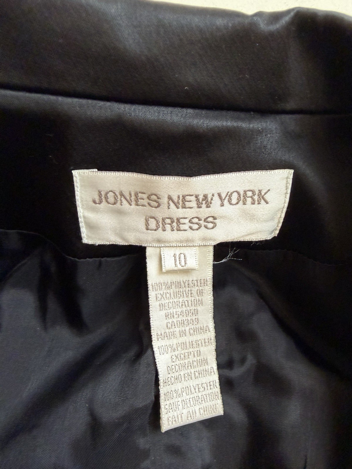 Vtg Jones NY Sz 10 Tuxedo Dress Classic Black Double Breasted Satin Details