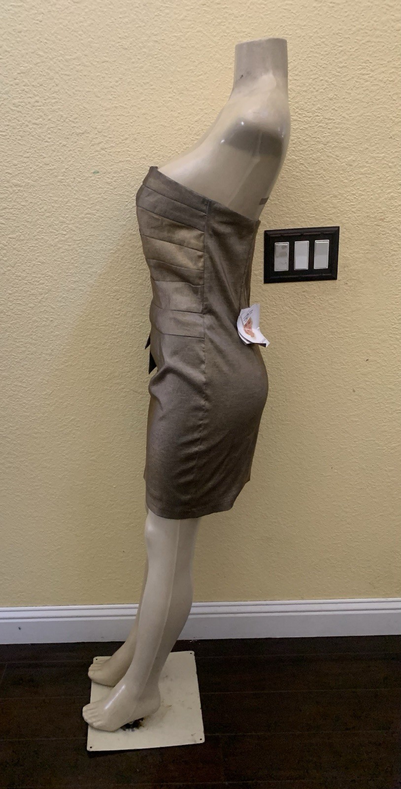 VTG NWT Mint Jessica McClintock Size 12 Golden Color Strapless Mini Dress