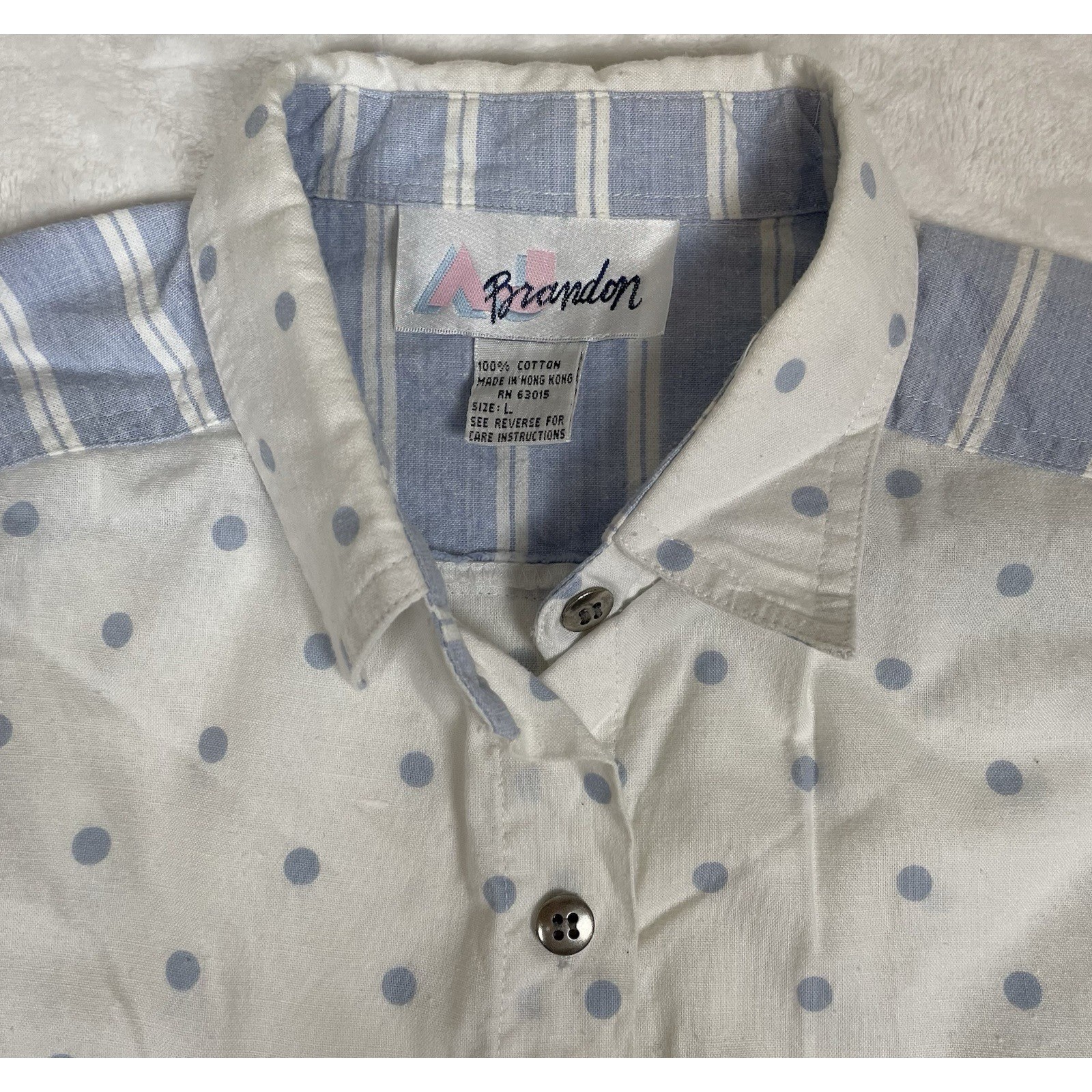AJ Brandon 80’s Pleated Shorts(13/14) and Shirt(L) Vintage Set Blue and White