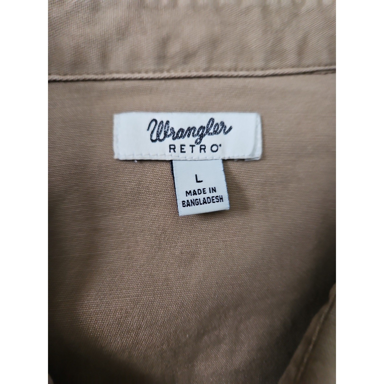 Wrangler Retro NWT Western Pearl Snap Shirt L Tan Khaki Cowgirl Ranch