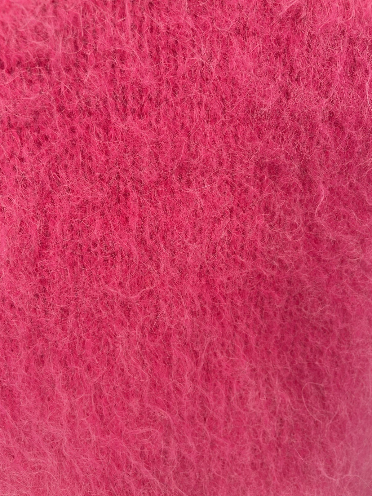 Vintage 50s 60s Pink Fuzzy Mohair Blend Crochet Ruffles Pin Up Sweater sm/md