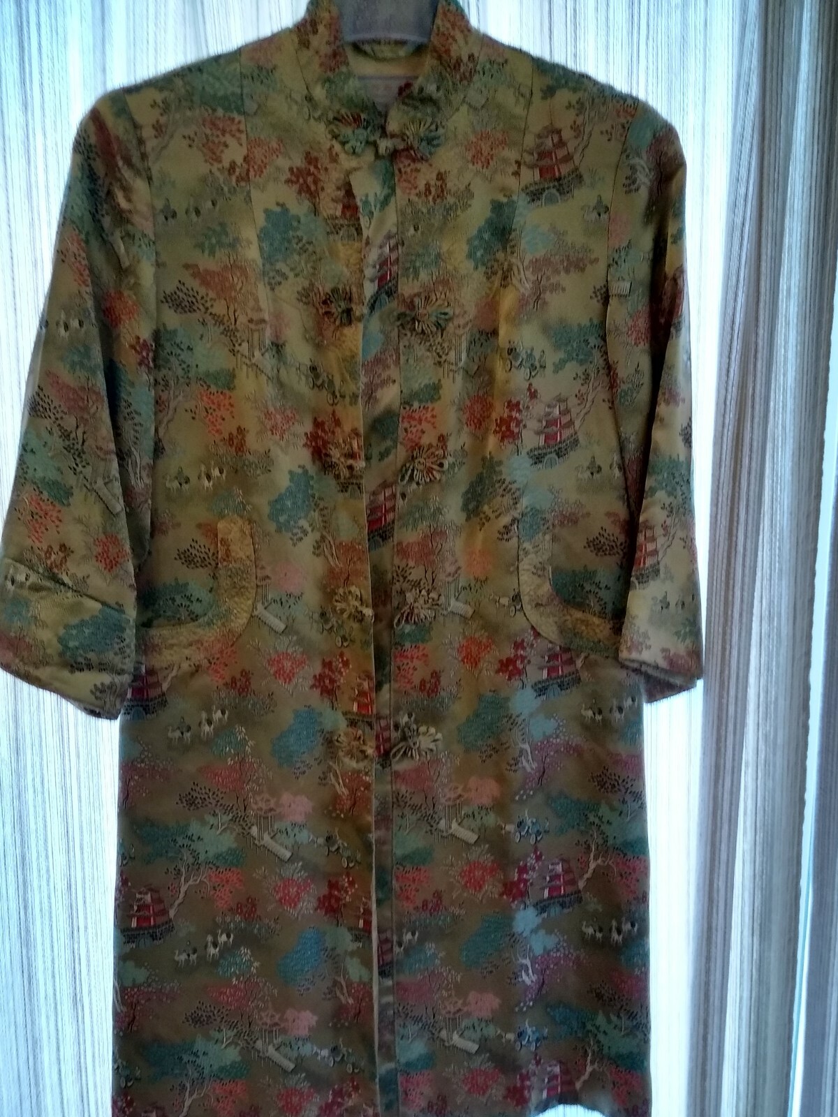Peony Brand Shanghai China Vintage Gold Embroidered Asian Robe-Sz.14(Women’s 6?)