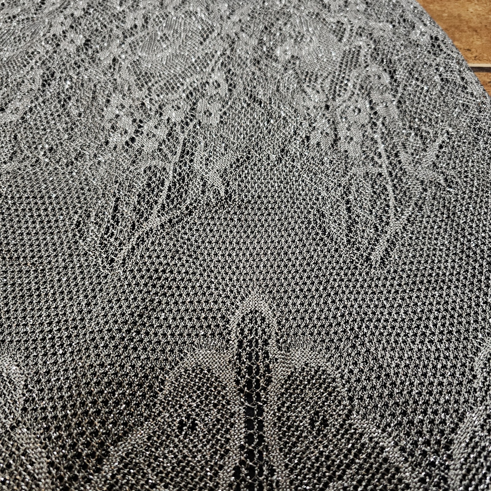 Vintage 90s Lace Dress Onyx Nite Doily Midi Size 13/14 Gray Black Floral Flapper