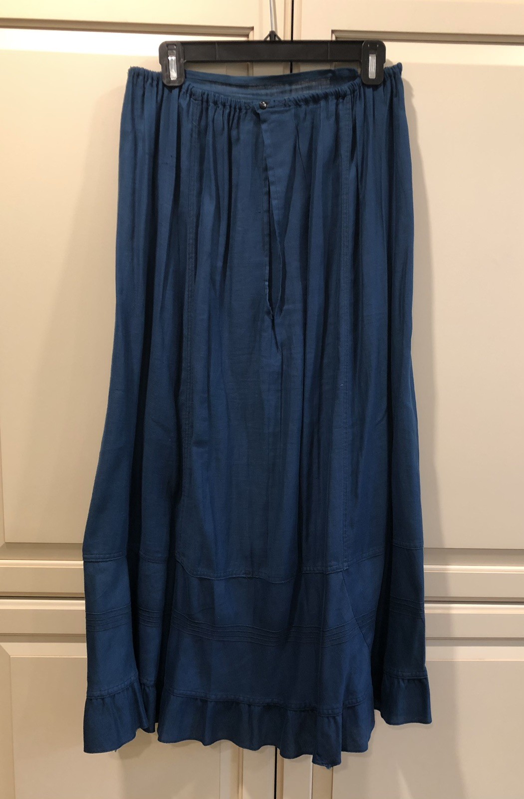 Antique Victorian Eduardian Indigo Blue Tiered Half Slip