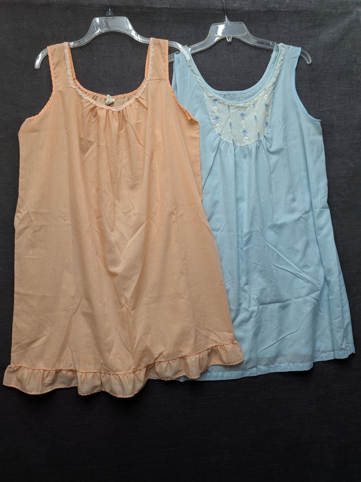 Vintage Sleeveless Granny Nightgowns Peach/Blue Lightweight Grandma Core (2)