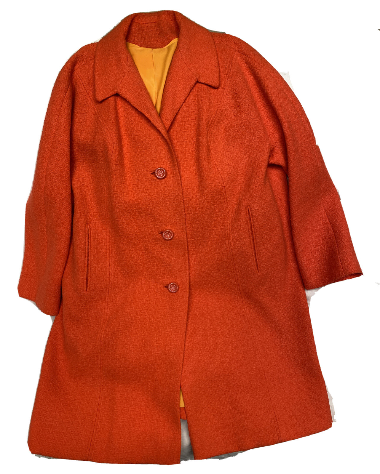 Vintage 60s Neon Grapefruit Pinkish Orange Color Bettijean Womens L/XL Mod