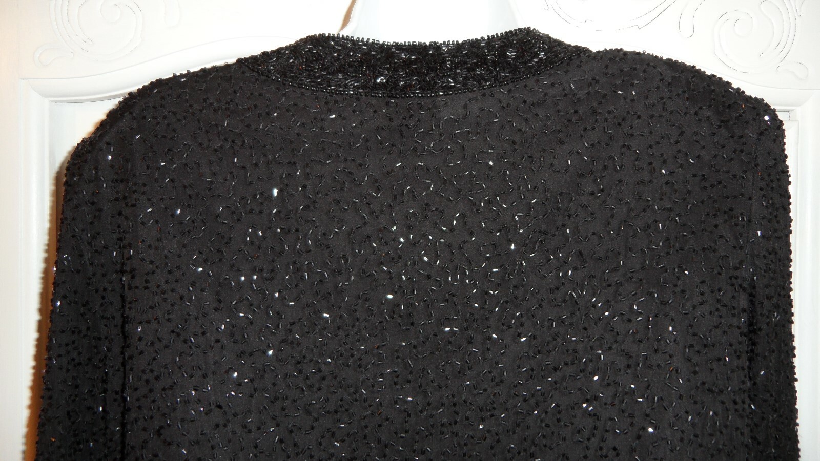 VINTAGE Stenay Beaded Evening Jacket Women’s L Large Black Silk Cocktail Festive