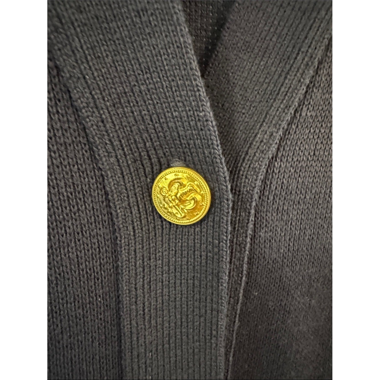 Vintage Bay Point Thread Navy Nautical Cardigan Gold Buttons Stars XL USA