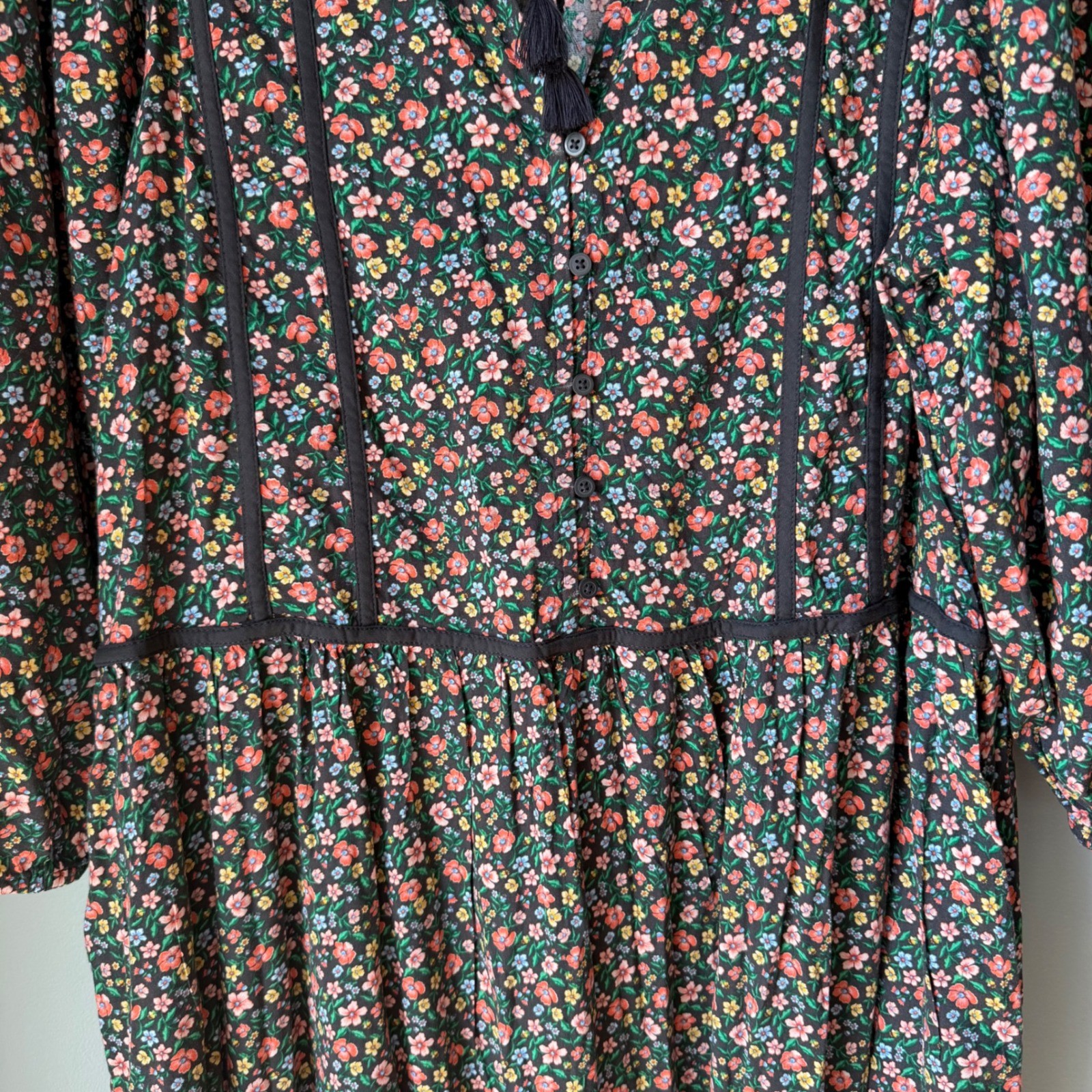 Old Navy Floral Maxi Dress Long Sleeve Tiered Boho Cottage Prairie XL TALL NWT