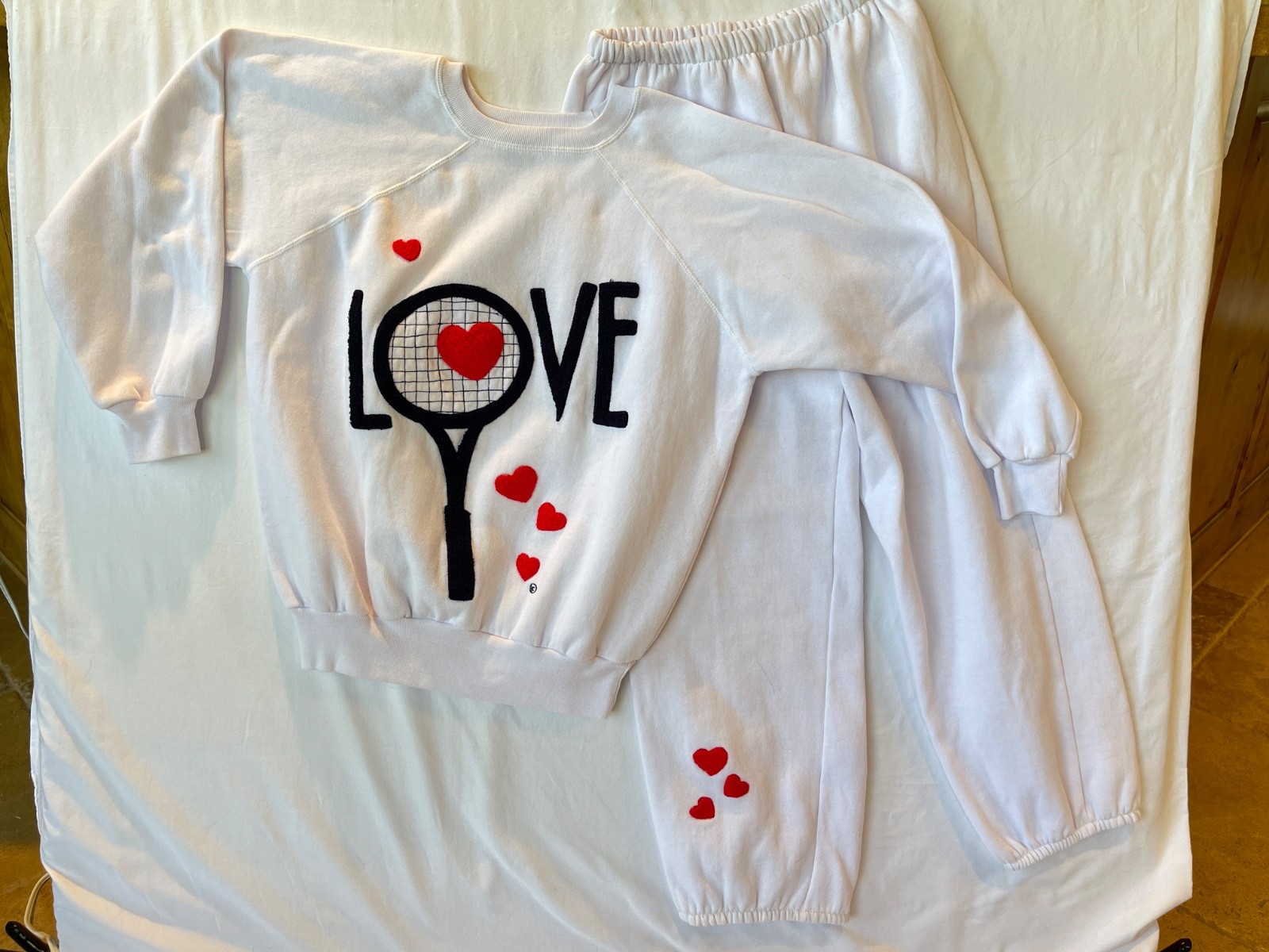 Vintage 70s Cyn Les Shirlee Tennis Matching Sweatshirt Sweatpants Set Women’s M