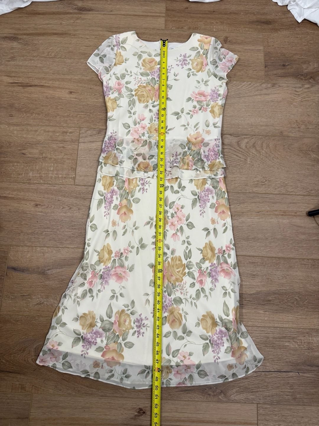 Vintage J.B.S. Ltd. 90s Chiffon Pastel Floral Tiered Maxi Dress Size 10