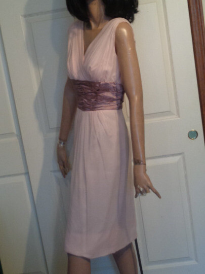 Vintage Pink Chiffon Party Dress Matching Sweater Taffeta Trim B36