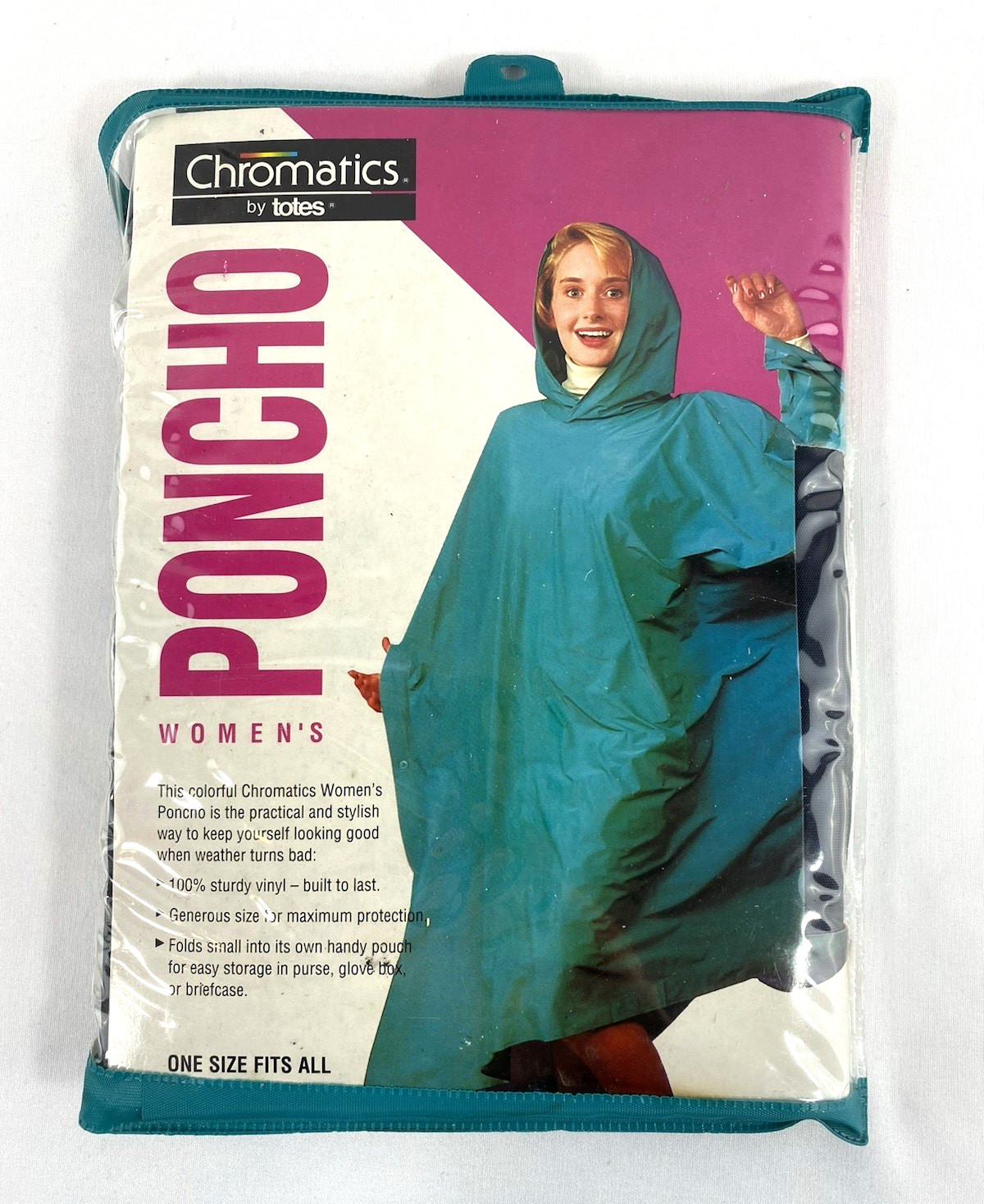 Vintage 1993 Totes Chromatics Poncho Vinyl Rain Coat Women’s One Size Navy NEW