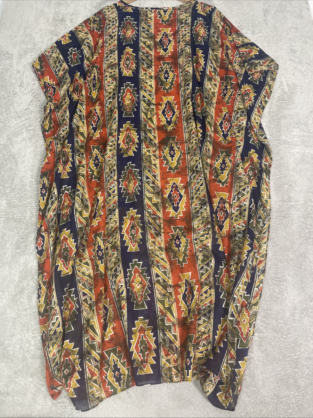 Vintage Ruth Norman Neiman Marcus Caftan Women’s One Size Aztec Red Gold Lounge